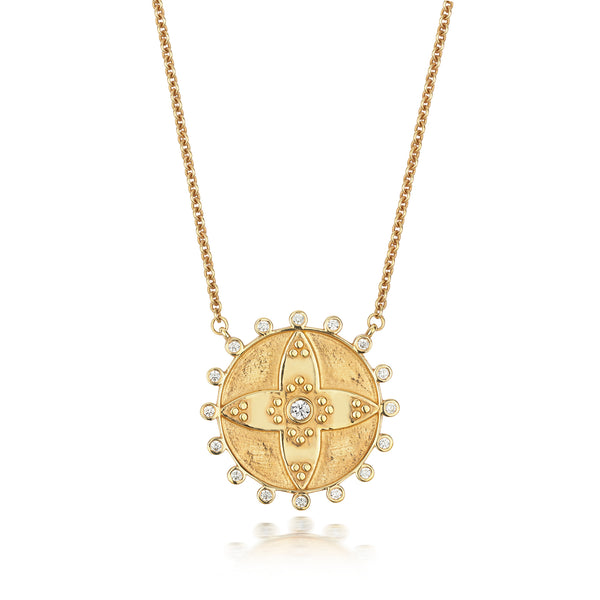 Pomegranate Long Disc Medallion Necklace - Anneli Bush
