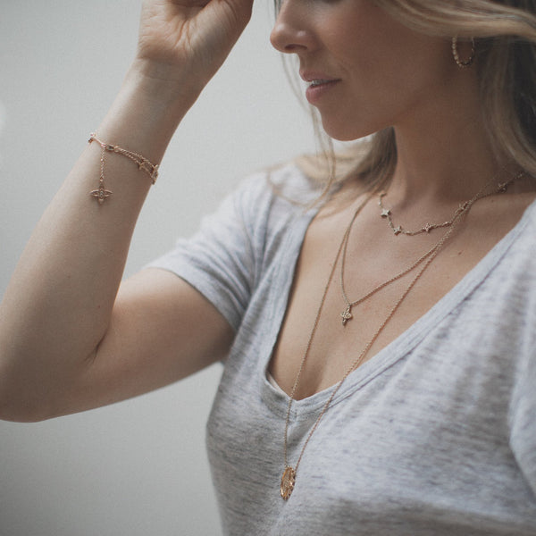 Pomegranate Long Disc Medallion Necklace - Anneli Bush