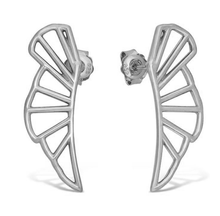 Wedge Drop Earrings, Silver